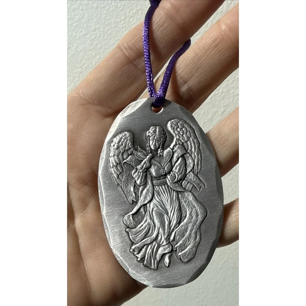 Vintage Wendell‎ August Forge Angel With Dove Pewter Ornament Christmas Ornament
